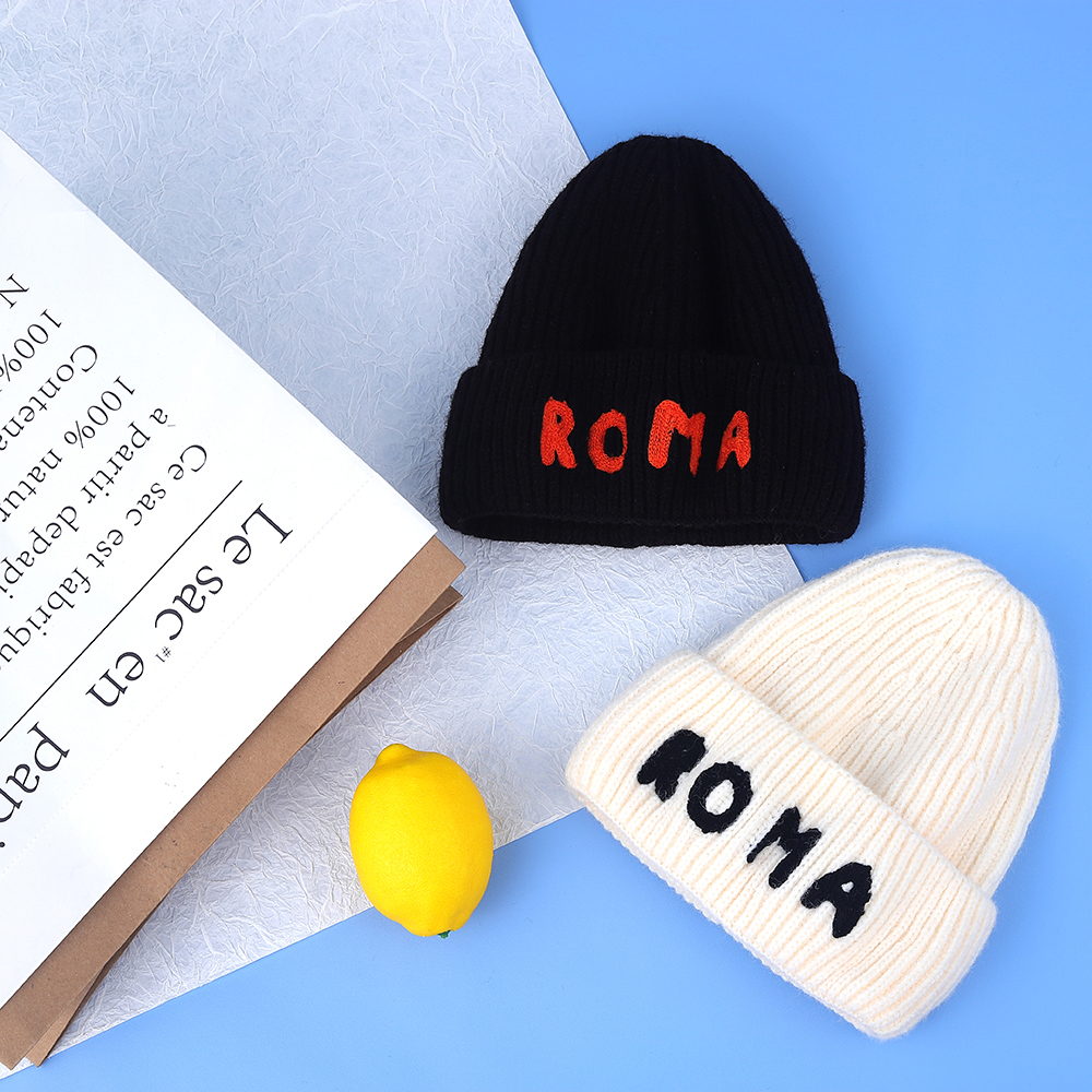 로마 편지 니트 모자 남성 여성 면화 따뜻한 소프트 겨울 모자 남여 힙합 모자 Beanies 도매